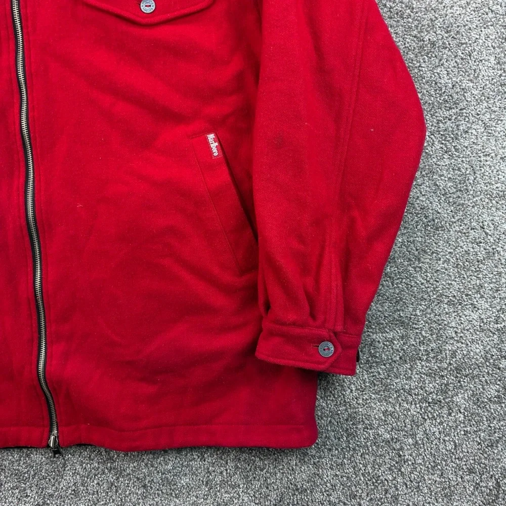 Vintage Marlboro Jacket Mens XL Red Black‎ Full Zip Reversible Wool Smoking - Picture 3 of 7